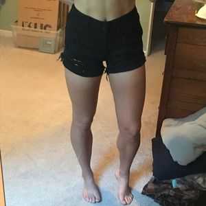 Black high waisted cut off jean shorts